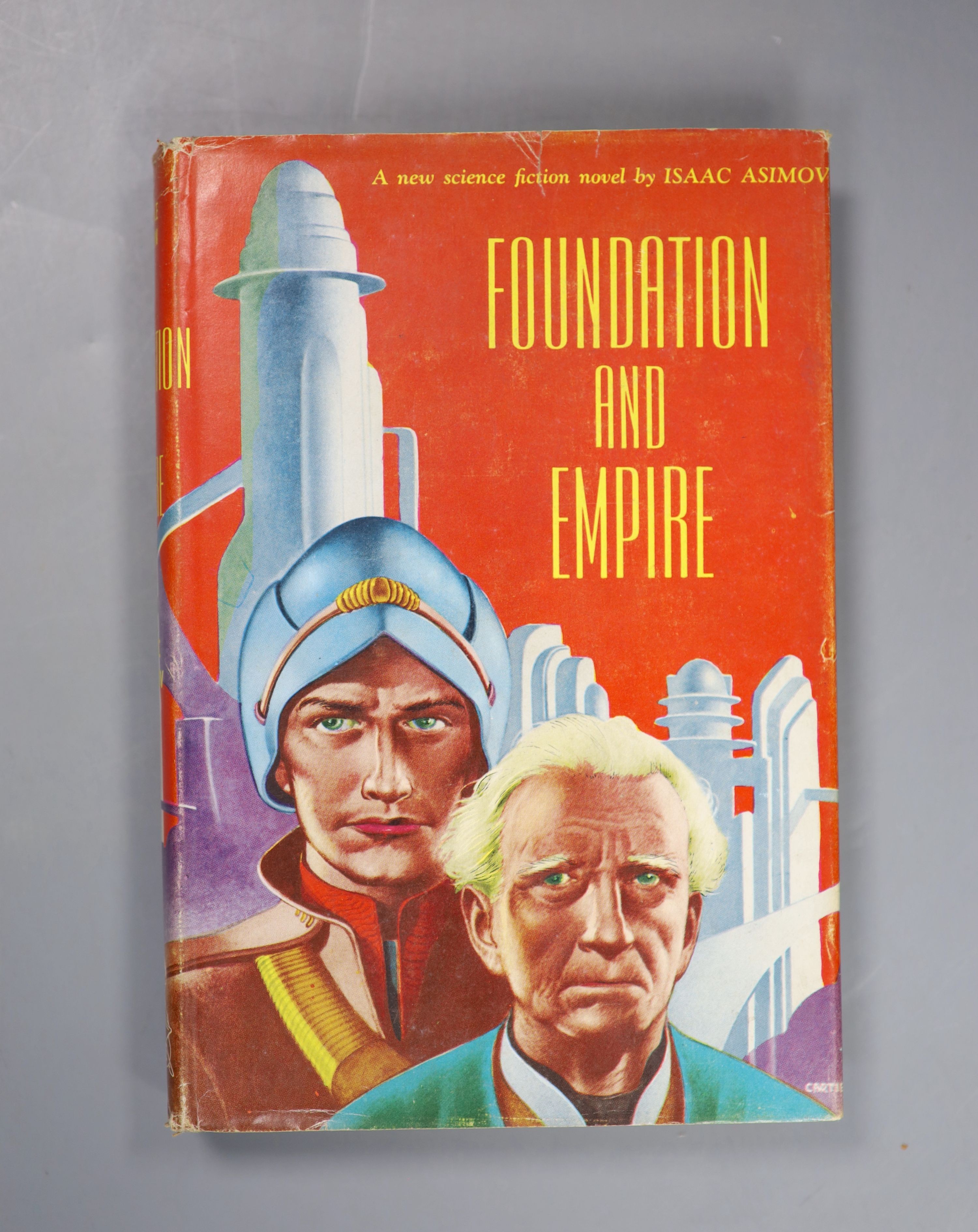 Asimov, Isaac - The Foundation Trilogy, all 1st editions, all in unclipped d/j’, all Gnome Press, New York - Foundation, 1951; Foundation and Empire, 1952; Second Foundation, 1953, with , The Stars Like Dust, 1st edition